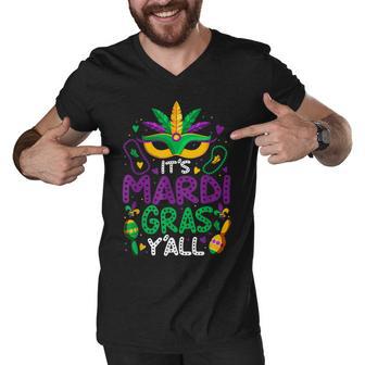 Its Mardi Gras Yall Mardi Gras Party Mask Costume Men V-Neck Tshirt - Thegiftio UK