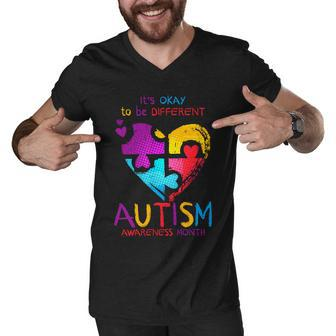 Its Okay To Be Different Autism Awareness Month Tshirt Men V-Neck Tshirt - Monsterry