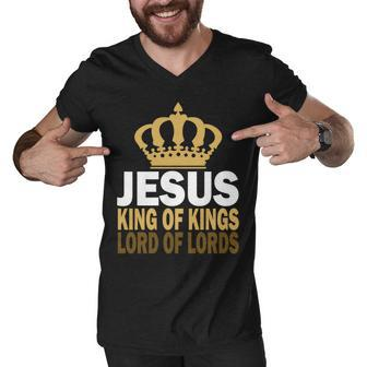Jesus Lord Of Lords King Of Kings Tshirt Men V-Neck Tshirt - Monsterry UK