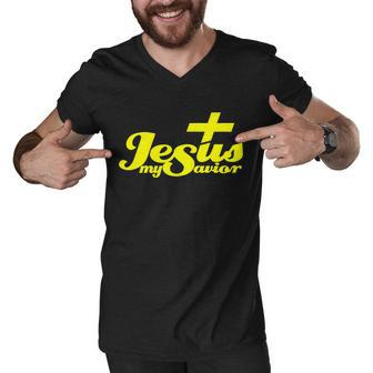 Jesus My Savior Christian Catholic Tshirt Men V-Neck Tshirt - Monsterry