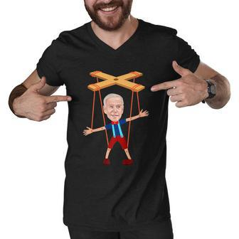 Joe Biden As A Puppet Premium Men V-Neck Tshirt - Monsterry