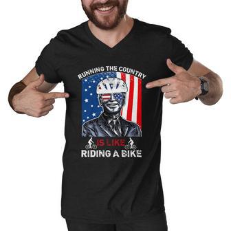 Joe Biden Falling Off His Bicycle Funny Biden Falls Off Bike V7 Men V-Neck Tshirt - Monsterry DE