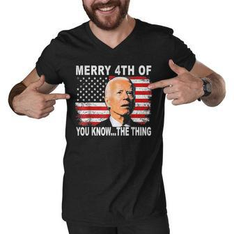 Joe Biden Merry 4Th Of You Know The Thing 4Th Of July V2 Men V-Neck Tshirt - Thegiftio UK