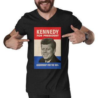 John F Kennedy 1960 Campaign Vintage Poster Men V-Neck Tshirt - Monsterry DE