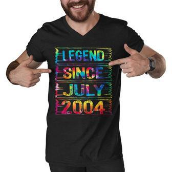 July 18 Years Old Since 2004 18Th Birthday Gifts Tie Dye Men V-Neck Tshirt - Seseable
