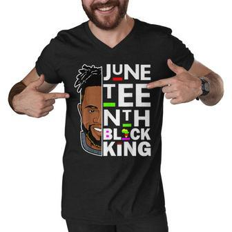 Junenth Black King Melanin Father Dad Son Dad Men V-Neck Tshirt - Thegiftio UK