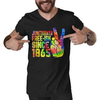 Junenth Free Ish Since 1865 Tie Dye Independence Day V2 Men V-Neck Tshirt - Thegiftio UK
