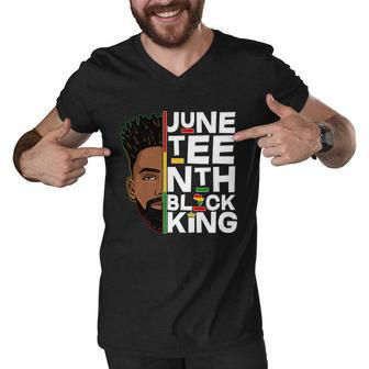 Juneteenth Black King Graphic Design Printed Casual Daily Basic Men V-Neck Tshirt - Thegiftio UK