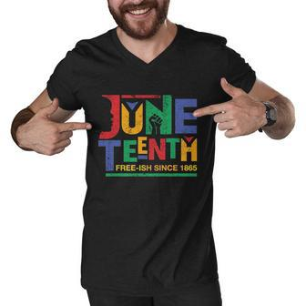 Juneteenth Free-Ish Since 1865 African Color Men V-Neck Tshirt - Monsterry