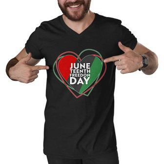Juneteenth Freedom Day Heart Traditional Colors Men V-Neck Tshirt - Monsterry
