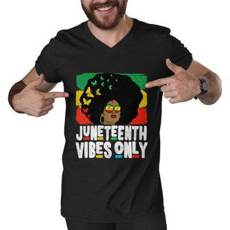 Juneteenth Vibes Only Juneteenth Celebrate Black Freedom Graphic Design Printed Casual Daily Basic Men V-Neck Tshirt - Thegiftio UK