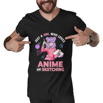 Just A Girl Who Loves Anime And Sketching Men V-Neck Tshirt - Monsterry UK