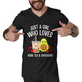 Just A Girl Who Loves Boba Tea & Avocados Cute Kawaii Teen Tshirt Men V-Neck Tshirt - Monsterry DE