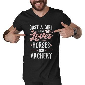 Just A Girl Who Loves Horses And Archery Horse Lover Graphic Design Printed Casual Daily Basic Men V-Neck Tshirt - Thegiftio UK