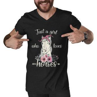 Just A Girl Who Loves Horses Cute Graphic Horse Graphic Design Printed Casual Daily Basic Men V-Neck Tshirt - Thegiftio UK