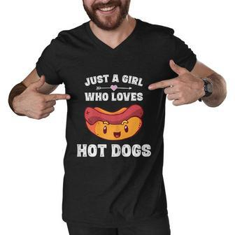 Just A Girl Who Loves Hot Dogs Funny Hot Dog Graphic Design Printed Casual Daily Basic Men V-Neck Tshirt - Thegiftio UK