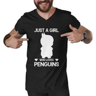 Just A Girl Who Loves Penguins Gentoo Adelie Penguin Lovers Funny Gift Men V-Neck Tshirt - Monsterry AU