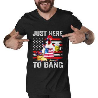 Just Here To Bang Usa Flag Chicken Beer Firework 4Th Of July Men V-Neck Tshirt - Monsterry DE