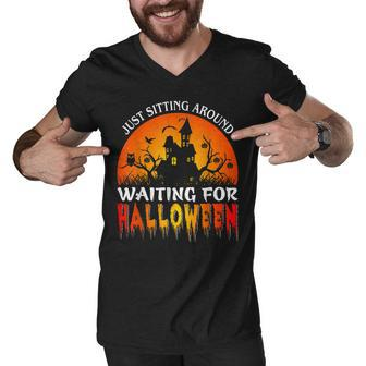 Just Sitting Around Castles Spend All Year Waiting For Halloween Men V-Neck Tshirt - Seseable