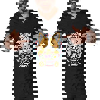 Kawaii Ramen Cute Anime Dog Corgi Japanese Noodles V2 Men V-Neck Tshirt - Thegiftio