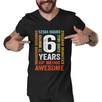 Kids 6Th Birthday 6 Years Old Vintage Retro 72 Months Men V-Neck Tshirt - Monsterry