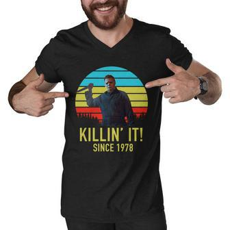 Killin It Since 1978 Retro Horror Movie Men V-Neck Tshirt - Monsterry