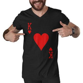 King Of Hearts Matching Couple Saint Valentines Day Men V-Neck Tshirt - Thegiftio UK