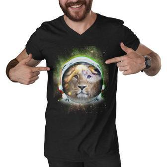 King Of The Universe Lion Space Astronaut Helmet Men V-Neck Tshirt - Monsterry CA