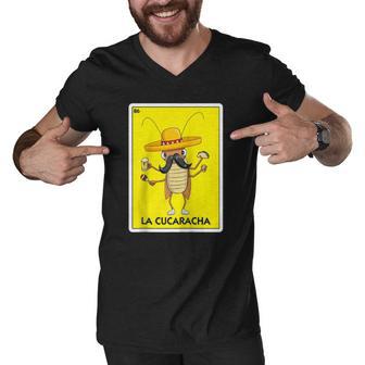 La Cucaracha Cockroach With Taco & Beer Mexican Card Game Raglan Baseball Tee Men V-Neck Tshirt - Thegiftio UK