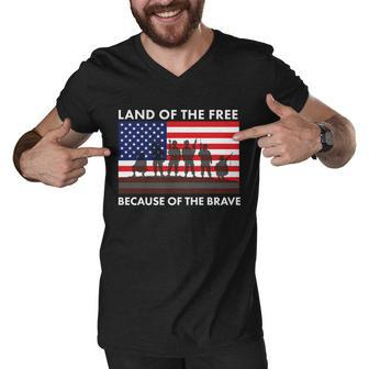 Land Of The Free Because Of The Brave Men V-Neck Tshirt - Monsterry AU