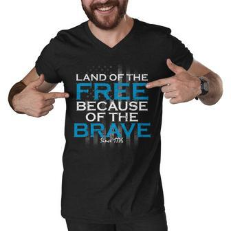 Land Of The Free Because Of The Brave Usa Men V-Neck Tshirt - Monsterry AU