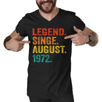 Legend Since August 1972 Retro 50 Years Old 50Th Birthday Men V-Neck Tshirt - Thegiftio UK