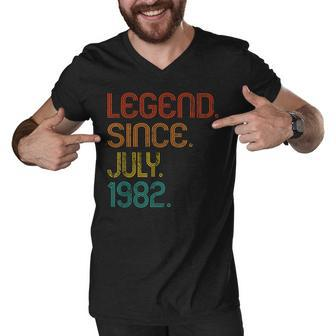 Legend Since July 1982 40Th Birthday 40 Years Old Vintage Men V-Neck Tshirt - Seseable