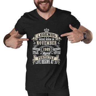 Legends Were Born In November 1989 Vintage 33Rd Birthday Gift For Men & Women Men V-Neck Tshirt - Monsterry AU