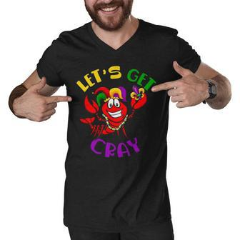Let S Get Cray Crawfish Funny Mardi Gras Gift Men V-Neck Tshirt - Thegiftio UK