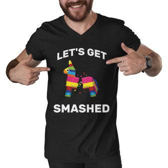 Lets Get Smashed Pinata Men V-Neck Tshirt - Monsterry