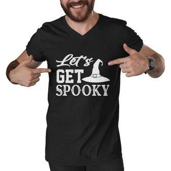 Lets Get Spooky Halloween Quote Men V-Neck Tshirt - Monsterry CA