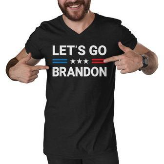 Lets Go Brandon Conservative Us Flag Men V-Neck Tshirt - Thegiftio UK