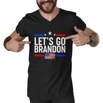 Lets Go Brandon Distress Usa Flag Fjb Chant Tshirt Men V-Neck Tshirt - Monsterry