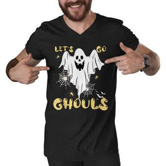 Lets Go Ghouls Groovy Ghost Halloween Essential Men V-Neck Tshirt - Thegiftio UK