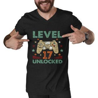 Level 17 Unlocked 2005 Birthday Gift 17 Graphic Design Printed Casual Daily Basic Men V-Neck Tshirt - Thegiftio UK