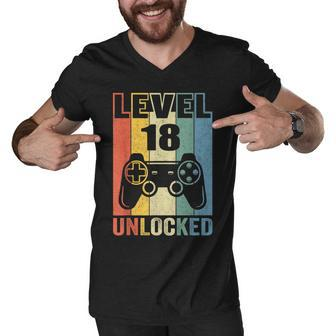 Level 18 Unlocked 18Th Video Gamer Birthday Boy Gift V2 Men V-Neck Tshirt - Seseable