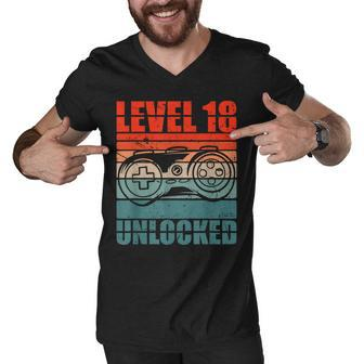 Level 18 Unlocked - Video Gamer Boy 18Th Birthday Gaming Men V-Neck Tshirt - Seseable