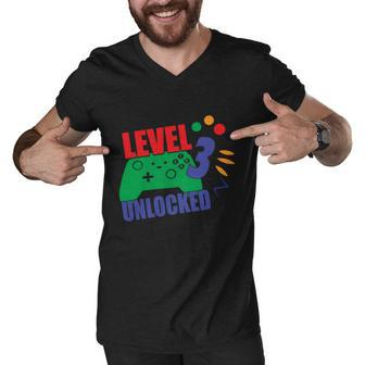 Level 3 Unlocked 3Rd Gamer Video Game Birthday Video Game Graphic Design Printed Casual Daily Basic Men V-Neck Tshirt - Thegiftio UK