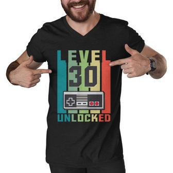 Level 30 Unlocked Funny Retro Gamer Birthday Tshirt Men V-Neck Tshirt - Monsterry