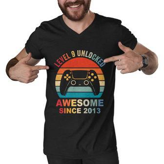 Level 9 Unlocked Awesome 2013 Video Game 9Th Birthday Boy Cool Gift Men V-Neck Tshirt - Monsterry