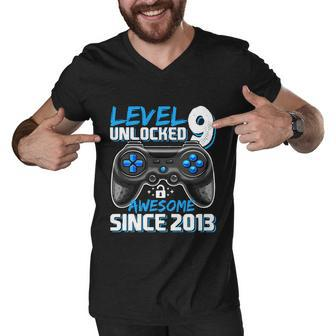 Level 9 Unlocked Awesome 2013 Video Game 9Th Birthday Gift Men V-Neck Tshirt - Monsterry