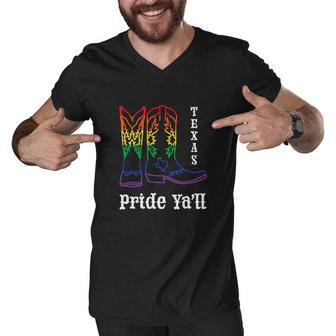 Lgbt Texas Human Gay Pride Month Transgender Rainbow Lesbian Men V-Neck Tshirt - Monsterry UK