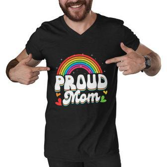 Lgbtq Rainbow Proud Mom Mothers Day Gay Lesbian Lgbt Cool Gift Men V-Neck Tshirt - Monsterry DE