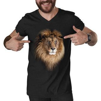 Lion Head Graphic Men V-Neck Tshirt - Monsterry AU